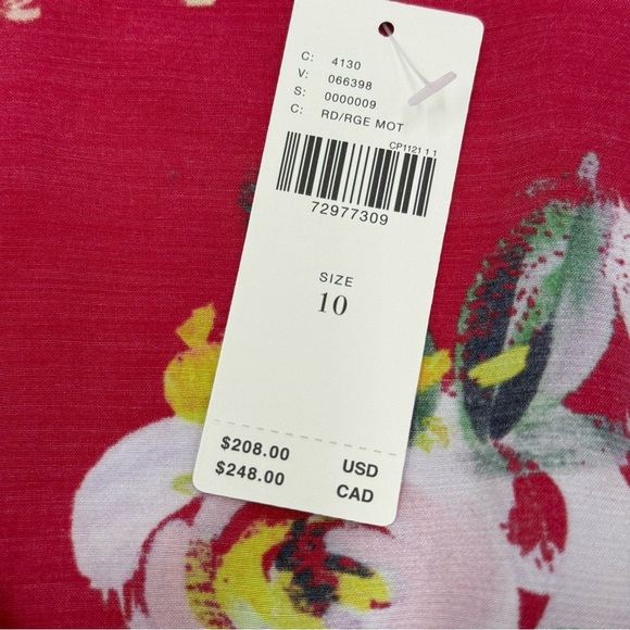 NWT Anthropologie x Alice Archer Rosalie Wrap Midi Dress 10 Red Motif Floral - Picture 10 of 16